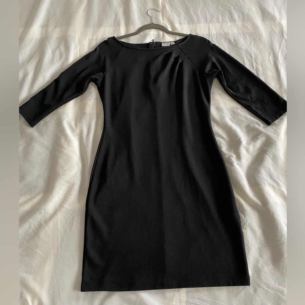Esprit modest crew neck jersey 3/4 length sleeves knee length black dress. M.